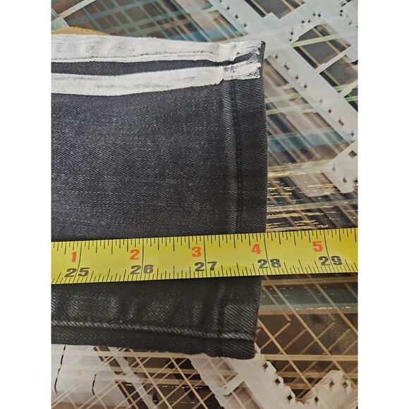 Homme + Femme Skinny Distressed Jeans Mens Black/White Logo Stripes - Sz 28 - Picture 8 of 8